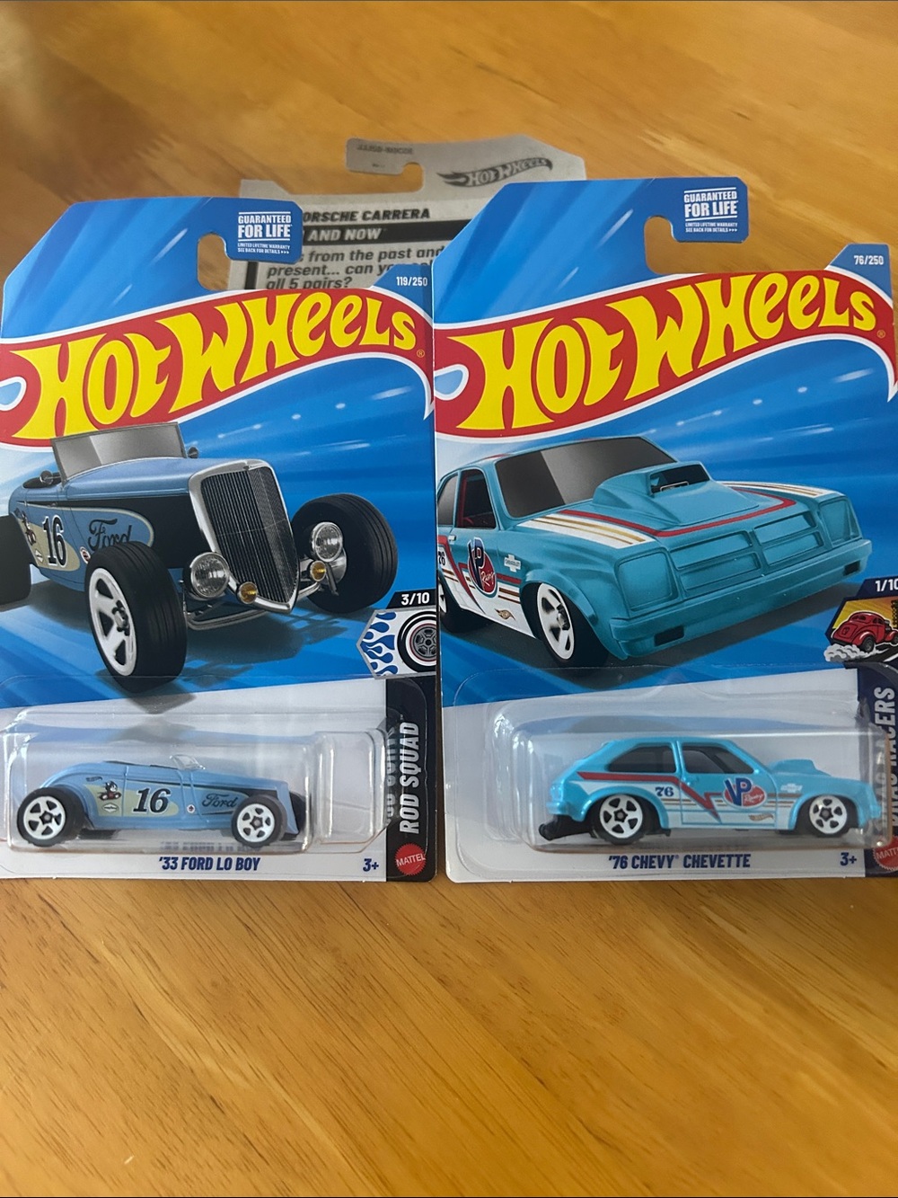 🔥Hot Wheels Light Blue Toy Car Set - '33 Ford Lo Boy & '76 Chevy Chevette